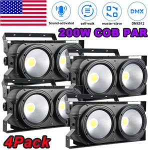 4PCS 200W COB LED Par Light DMX Stage DJ Audience Blinder Light Warm +Cool White - Picture 1 of 12