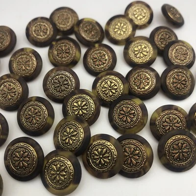 Vtg  Sunburst Pyramid Gold Tone Round Shank Button 21mm Lot of 4 D808 - Image 1 of 4