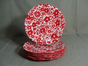 7 BETTER HOMES & GARDENS 8 1/4" Melamine Salad Plates, Racer Red Floral Pattern - Picture 1 of 3