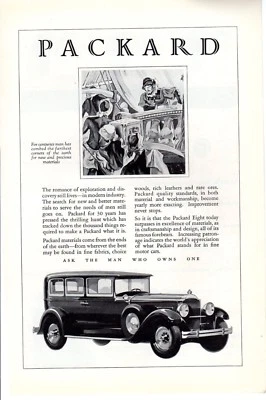 Anuncio de coche automático impreso vintage Packard antiguo explorador White Star Line barco c1928-30 Foto 1 de 2