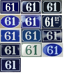 altes blau grün französisches Haus Nummer 61 Tür Torschild Emaille Schild Schild - Pick - Bild 1 von 13