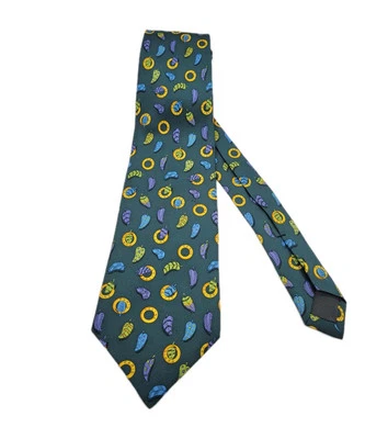 Corbata de Colección Celine Paris Para Hombre 100% Seda Estampado Plumas Oro Verde 57" España Foto 1 de 4
