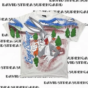 Vintage Bugs Bunny Mens Tee Size Large Single Stitch AOP 1993 Giant USA Made VTG - Picture 1 of 8