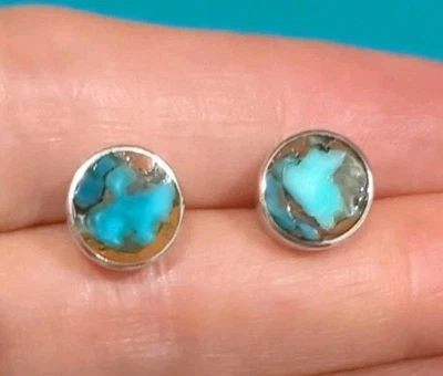 Aretes Navajo de Plata Esterlina TURQUESA REY Firmados por ROYER ¡RAROS! * Foto 1 de 4