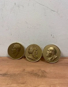 Placas de metal vintage de la URSS Lenin Mayakovsky Marx Sokolov colección de firma gif - Imagen 1 de 7