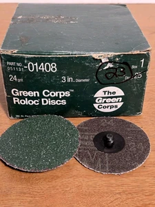 3M Green Corps #01408 Roloc 24YF Grit 3"inch Diameter ONLY 23 NEW DISKS in BOX - Picture 1 of 8