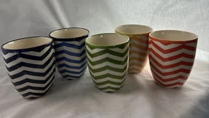 SCM Designs Tazze Ceramica Chevron 16 oz Tazza da Caffè Tazza Set di 5 - Foto 1 di 21