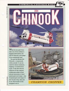 Boeing Chinook/Vertol 234 Tandem-Rotor Helicopter Spec Sheet Fact Card - Bild 1 von 2