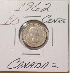 Canada 1962 10 Cents Dime Elizabeth II 1st Portrait Silver (2) - Picture 1 of 2