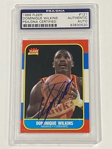 Dominique Wilkins Signed 1986 Fleer #121 RC PSA DNA Atlanta Hawks - Picture 1 of 2