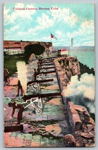 Vintage Cabanas Fortress Havana Cuba Postcard with Cannons - Picture 1 of 2