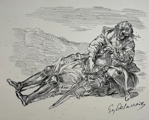 Mort Lara LITHOGRAPHIE Lemercier EUGENE DELACROIX XIX° - Picture 1 of 2