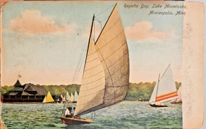 Regatta Day Lake Minnetonka Minneapolis Minn Postcard made in Germany - Picture 1 of 2