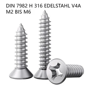 Senkkopf Kreuzschrauben DIN 7982 H 316 Edelstahl V4A M2 bis M6 Blechschrauben - Bild 1 von 110