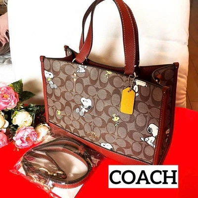 Bolso de Hombro COACH Peanuts CE862 x Dempsey Carryall Snoopy Woodstock Nuevo Foto 1 de 4