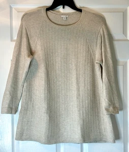 J Jill Oversized Textured Tunic Sweater Medium Petite MP Heathered Cream Soft! - Picture 1 of 11