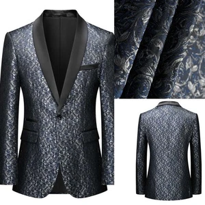 Paisley Men Blazers Coats Dress Suits Peak Lapel Single Breasted Jacket Jacquard - Picture 1 of 24