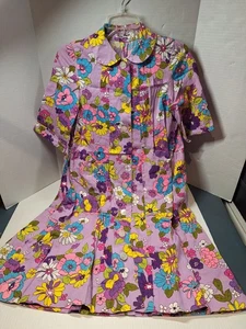 1960s Handmade House Dress, Womans Size Large, Knee Length, Polyester - Picture 1 of 3