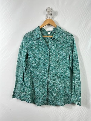 Coldwater Creek Women's L 14 Button-Up Shirt No Iron Cotton Lightweight Green - Image 1 of 4