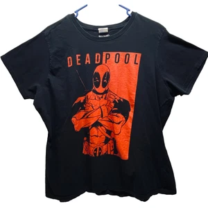 Marvel Graphic T-Shirt Deadpool Men's XXL Black Red Short Sleeve Crewneck GUC - Picture 1 of 11