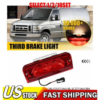 Conjunto de tercera luz de freno montada en el techo trasero para Ford E150 E250 Econoline 1~10X Foto 1 de 4