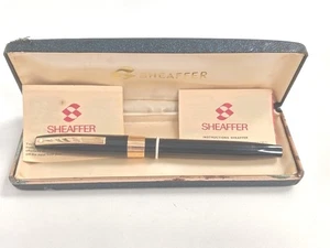 Vintage Sheafer White Dot Fountain Pen 14ct Gold Nib Black Case Original Box - Picture 1 of 10