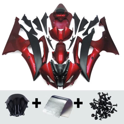ABS Plastic Fairings For Yamaha YZF600 R6 2008-2016 Deep Red Black Bodywork Kit - Image 1 of 4