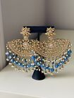 Fancy Indian Bollywood Ethnic Blue Earrings Jewelry Lightweight And Large