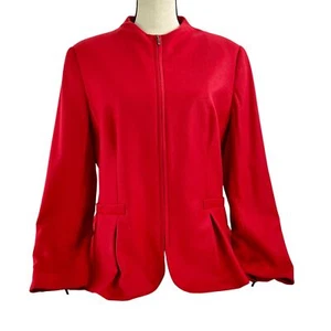 Blazer de lana cachemira rojo laca Escada de colección talla 16 - Imagen 1 de 9