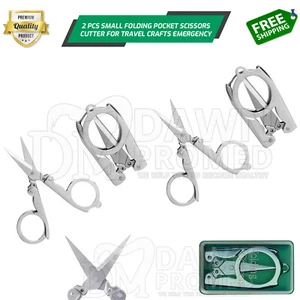 2 Pcs Portable Small Folding Travel & Pocket Scissors Foldable Sewing German G - Picture 1 of 6