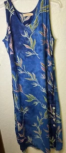 La Cera Midi Blue Green Pink Dress Rayon Muumuu Patio Dress Sz Large Sleeveless - Picture 1 of 10