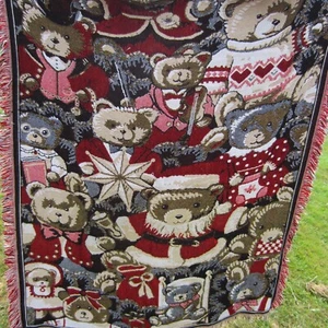 Vintage The Northwest Company Christmas Bear Throw Blanket - Picture 1 of 8