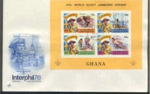 GHANA 1976 US BICENTENNIAL OP 14th WORLD SCOUT JAMBOREE Norway SS FDC - Picture 1 of 1