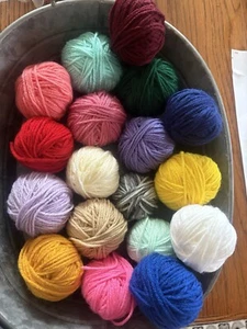 18-SCRAP YARN BALLS OF 4-PLY YARN 12 oz. Acrylic Granny Square Project New PC12 - Picture 1 of 4