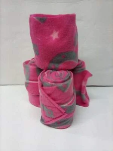 PINK with HORSESHOES  set of 4 fleece Polo leg wrap horse bandages - Picture 1 of 1