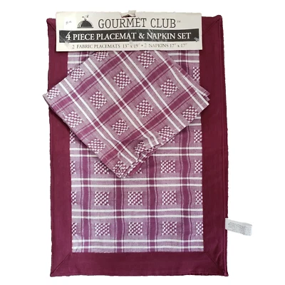 Best Brands Gourmet Club 4 Piece Placemat and Napkin Set Cranberry Red - Image 1 of 4
