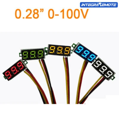 12V 24V 0.28" 3 Wire LED DC 0-100V Voltmeter Digital Display Voltage VOLT METER