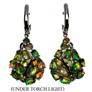 925 Sterling Silver Earrings Oval Fire Opal 6x4mm Gemstone Jewelry - Picture 1 of 9