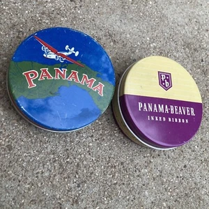 Vintage Panama Beaver Typewriter Ribbon Two Tins - Picture 1 of 15
