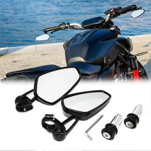 2X 7&8" 22mm Motorcycle Rear View Handle Bar End Side Rearview Mirrors For Honda - Foto 1 di 9