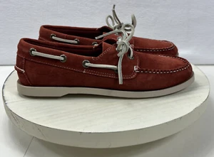 LL Bean Womens Salmon Red Suede Two Eyelet Boat Shoes Size 6.5 M - Picture 1 of 6