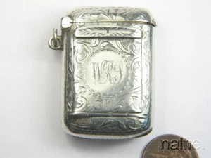 ANTIQUE EDWARDIAN ENGLISH SILVER COMBINED VESTA CASE & STAMP HOLDER c1907 - Picture 1 of 7