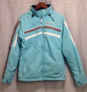 Girls SPYDER Ski Jacket Snowboard Coat Insulated SZ 18 Blue White Brown - Picture 1 of 8