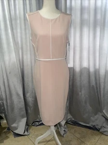 Calvin Klein Dress Women’s Sz 12-Sheath Peach Skin Lined Classic Party - Picture 1 of 11