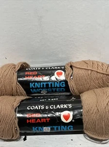 lot of 2 VTG Red Heart Coats & Clark 4 Ply Knit and Crochet Yarn 234 Brown WOOL - Picture 1 of 6