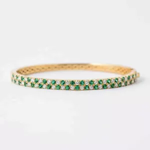 2.40ct Round Diamond Emerald 14k White Gold Anniversary Wedding Bracelet - Picture 1 of 4