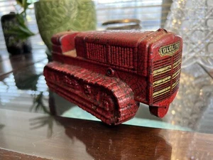 Vintage Glolite Rubber Crawler Friction Toy Red Farming Childrens Tractor RARE!! - Picture 1 of 9
