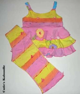 Set completo nuovo con etichette INDYGO ARTWEAR colorato caleidoscopio Frilly Tank Capri 2 pezzi - Foto 1 di 1