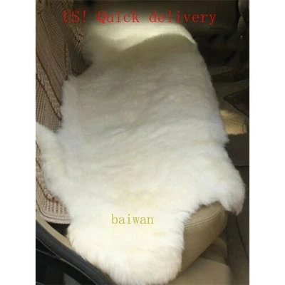 US STOCK 100% Genuine Sheepskin Fluffy Fur Rug 24"*39" Windward Natural Soft Mat - Image 1 of 4