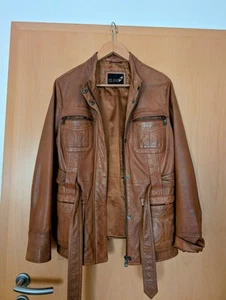 Lederjacke Bikerjacke Cognac Echtleder Vintage Freizeitjacke - Bild 1 von 3